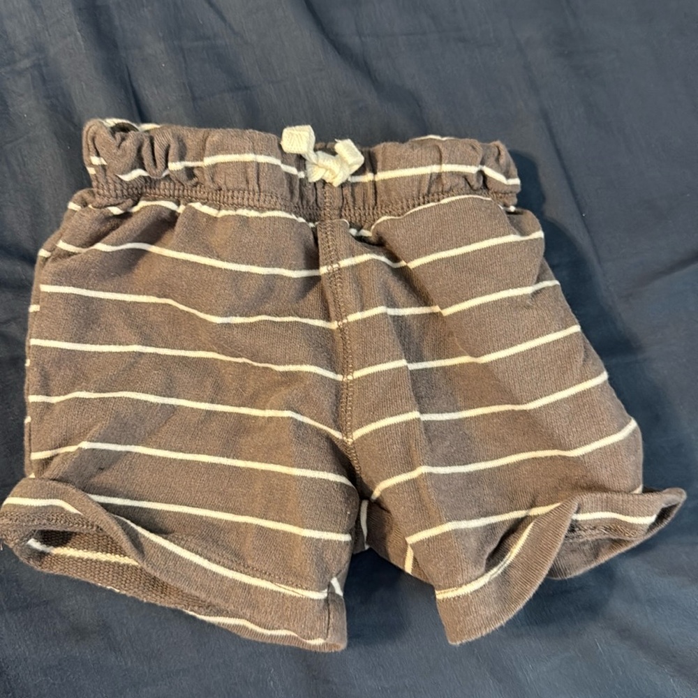 Gray and white striped baby shorts